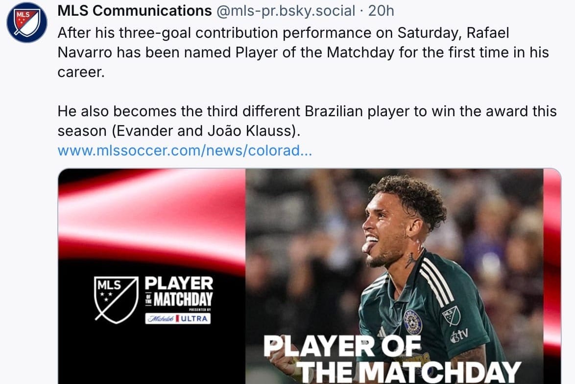 Three Rafael Navarro goal contributions carry Colorado, earn him Player of the Matchday