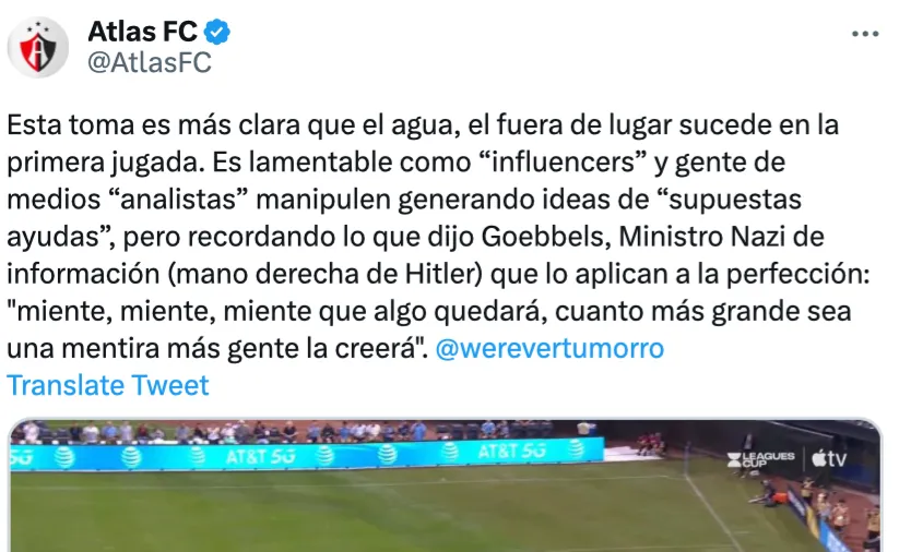 Atlas FC (mis)quote Nazi reichsminister Joseph Goebbels in support of VAR call