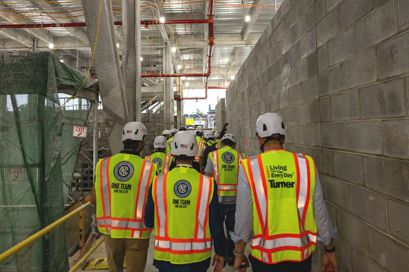 A peek inside the Etihad Park construction site in Queens