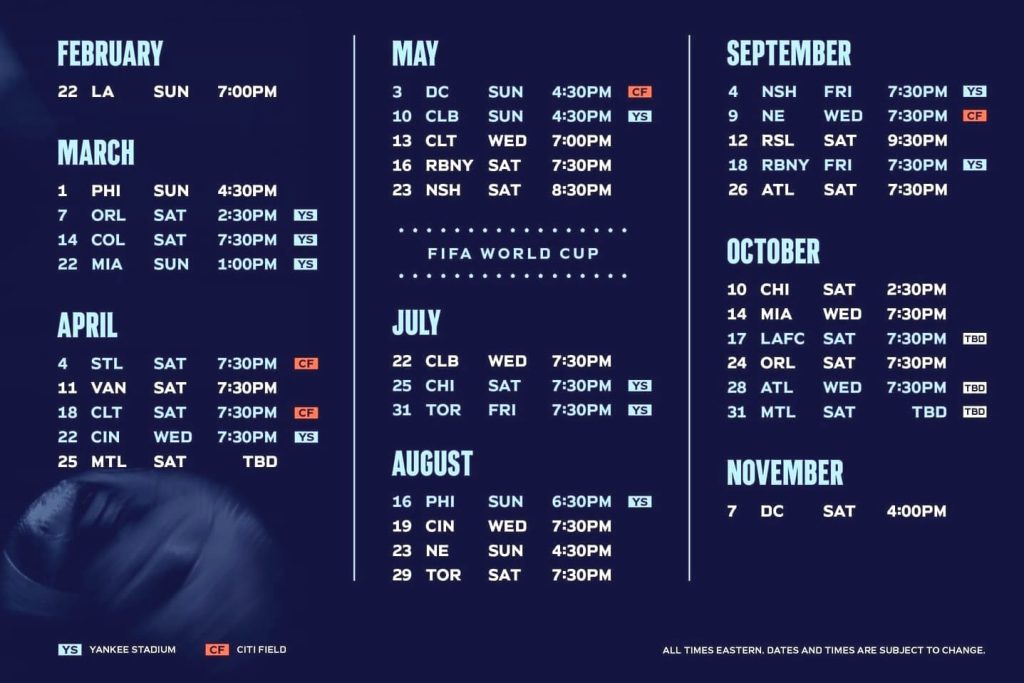 5 Takeaways from New York City FC’s 2026 schedule